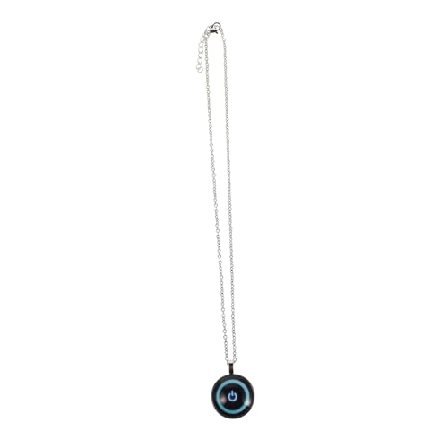 Mikikit Glow in The Button Anhänger Halskette Damen Herren Retro Stil Vintage Pulloverkette Unisex Modeschmuck Statement Schmuck von Mikikit