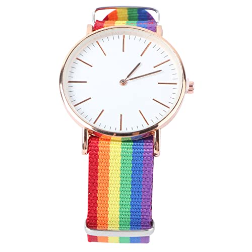 Mikikit Handgelenkdekoration Minimalistische Herrenuhr Herrenuhren Homosexuell Regenbogenuhr Zarte Uhr Homosexuell Band Beobachten Unisex-Uhr Schwule Uhr Beiläufig Kind Uhr Aus Stahl von Mikikit