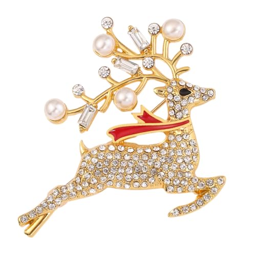 Mikikit Goldene Weihnachtsbrosche mit Feinem Leichte Legierung Funkelnde Zirkonia Anstecknadel für Festliche Kleidung Taschen Hüte für Weihnachtsfeiern und Partys von Mikikit