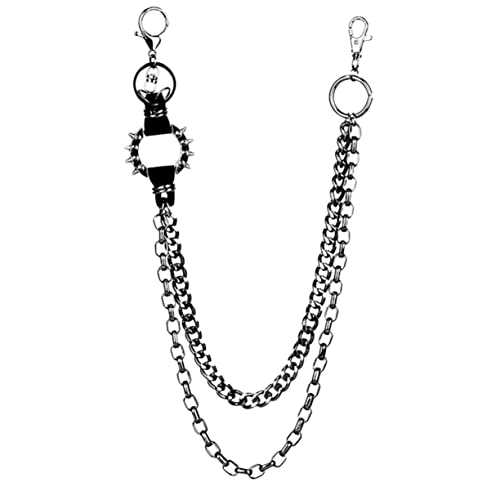 Mikikit Gürtelkette für Unisex Punk Taillengürtelkette mit Nieten Robust Stylisch für Street Dance Cosplay Langlebig Praktisch für Schlüssel Geldbörse Taschen von Mikikit