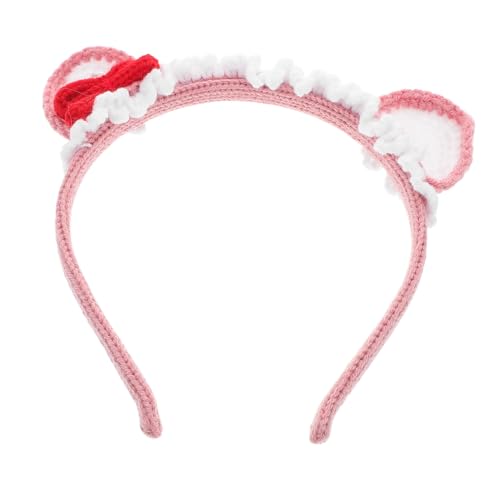 Mikikit Handgehäkeltes Verstellbares Frauen Haarband aus Sanftem Garn mit Modischen Katzenohren und Schleife Bequemes Stirnband für Ostern Partys Hochzeiten und Festliche Anlässe von Mikikit