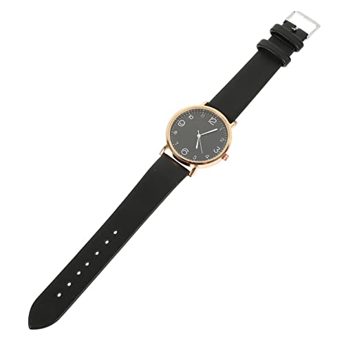 Mikikit Armbanduhr Handgelenk Damenbekleidung - Tragbar Party Exquisite Zarte Legierung Beständige Geburtstagsband Verschleißfestes Geschenk Schwarz Für Lederuhr Weiblich Rostfrei von Mikikit