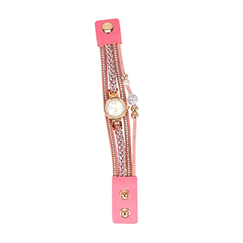 Mikikit Strass Damenuhr Mit Edelstahl Armband Quarzuhr Für Frauen Pinke Handgelenk Uhr Modische Armbanduhr Einzigartiges Design Für Damen von Mikikit