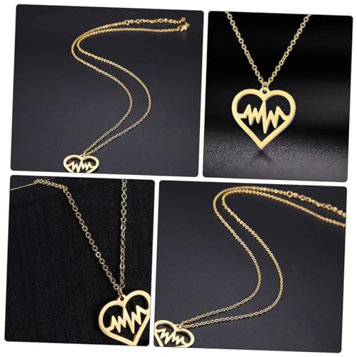 Mikikit Herzanhänger Halskette Damen Goldfarben Hohlkonstruktion Electrocardiogram Statement Kette Schmuck für Frauen Valentinstag Mikikit Herzanhänger Halskette Damen Goldfarben Hohlkonstruktion Electrocardiogram Statement Kette Schmuck für Frauen Valentinstag von Mikikit