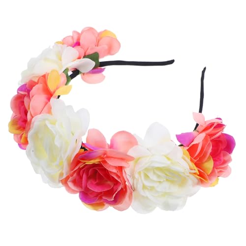 Mikikit Imitat Blumen Haarreif mit Stoffrosen Festlicher Haarschmuck für Weihnachten Karneval Party und Kostüm Eleganter Floraler Kopfschmuck für Damen und Mädchen von Mikikit