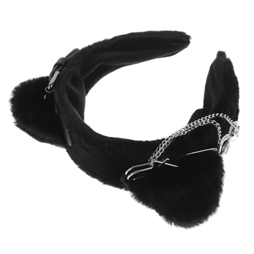 Mikikit Katzenohren Stirnband für Cosplay Punk Style Haarschmuck mit Ketten Detail Bequemes und Elastisches Haarband für Festivals und Kostümpartys von Mikikit