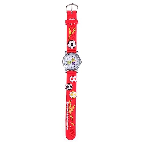 Mikikit Kinder Armbanduhr Fußball Cartoon Muster mit 3D-Prägung Kunststoffarmband Verstellbar für Jungen und Mädchen Präzise Studentenuhr Uhr für Schule von Mikikit