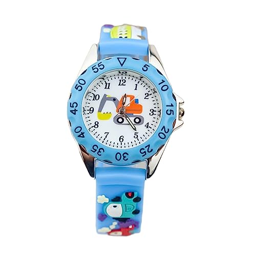 Mikikit Kinderuhr Bagger 3D Cartoon Armbanduhr Quarz Uhr mit Silikonband Leicht Einstellbar Lernuhr für Jungen und Mädchen Niedliches Design Freizeit Kinder Armbanduhr von Mikikit