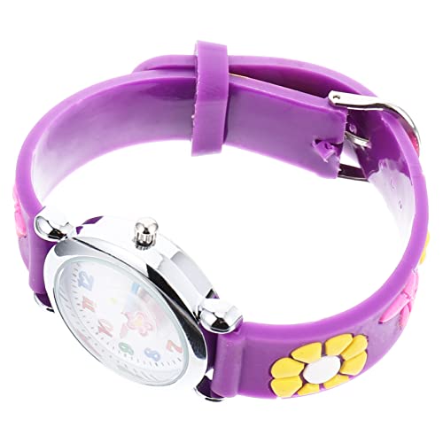 Mikikit Kinderuhr Sportuhr für Mädchen mit Blumen Cartoon Motiv Silikonarmband Uhr Stoppuhr Alarm Zeitlehrer für Kinder Kleinkind von Mikikit