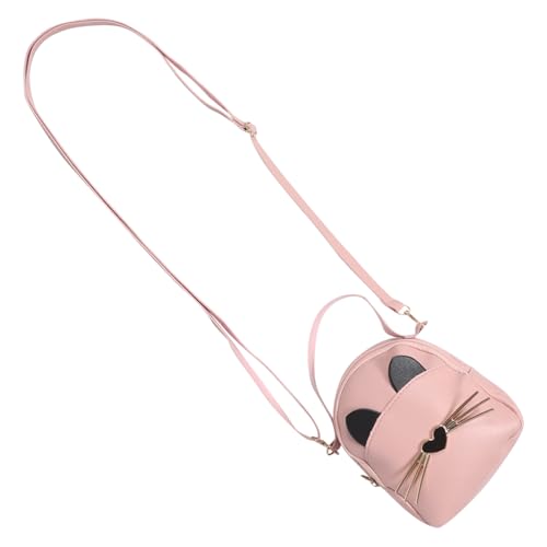 Mikikit Kleine PU Umhängetasche für Mädchen Niedliche Katzenförmige Crossbody Handtasche Wasserabweisend Leicht Vielseitig Tragbar für Alltag Reisen und Partys Rosa Design von Mikikit