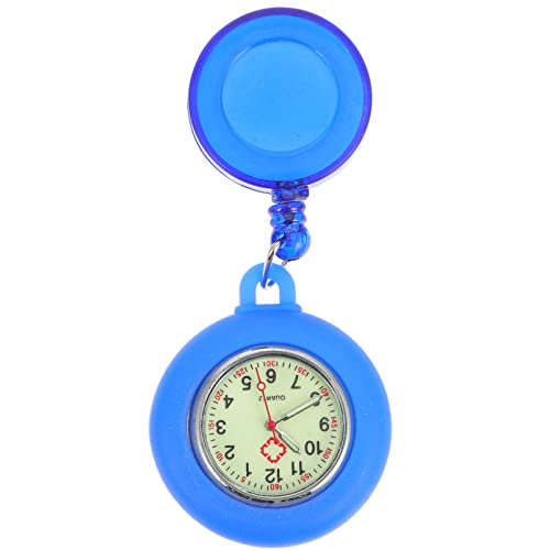 Mikikit Clip auf Taschenuhr: Uhr mit Silikonabdeckung für Krankenschwestern H?ngen Arzt Klinikpersonal Tunika Stethoskop Abzeichen Quarzanh?nger Tasche Uhren- Blau von Mikikit