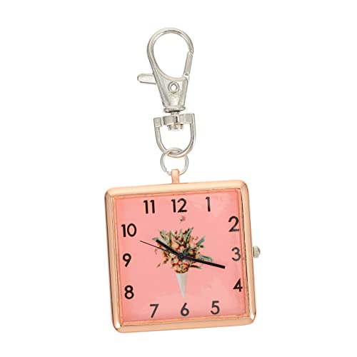 Mikikit Retro Schlüsselanhänger Taschenuhr Für Krankenschwestern Quadratische Roségold-Design Für Prüfungen Und Medizinische Berufe Präzise Zeitmessung Robust Und Langlebig von Mikikit