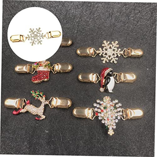 Mikikit Kristallbesetzter Schneeflocken Broschen Clip für Cardigans und Schals Fester Cape und Pullover Verschluss Eleganter Strickjacken und Hemd Schalclip für Damen Weihnachten von Mikikit