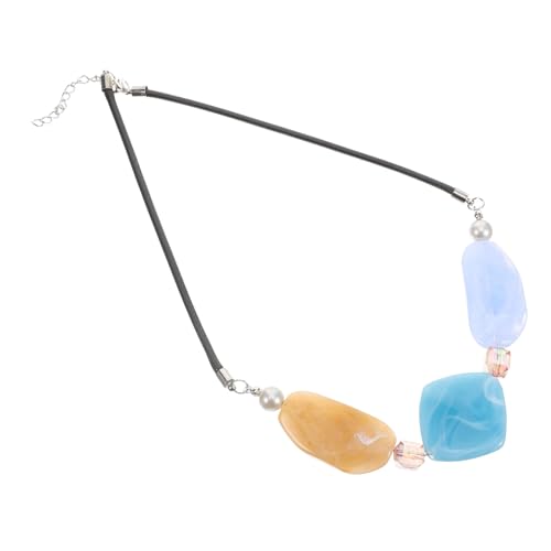 Mikikit Lange Geometrische Resin Halskette Damen Bunte Schmuckstück Auffälliger Anhänger Modeschmuck für Frauen Vielseitig Kombinierbar von Mikikit