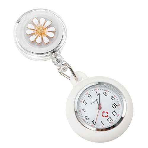 Mikikit Taschenuhr Ansteckclip An Uhren Medizinische Uhr Stethoskop Uhr Clip-on Stethoskop Abzeichen Uhr Schwesternuhr Zum Anklemmen Quarz Revers Uhr Brustuhr Legierung Damen Anzahl Weiß von Mikikit