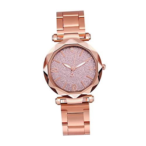 Mikikit Modeuhr Mädchen Frau Glitzerband Willwatch Geburtstag Rosa Für Mode Mit Uhr Edelstahl Damen Geschenk Handgelenk Party Armbanduhr von Mikikit