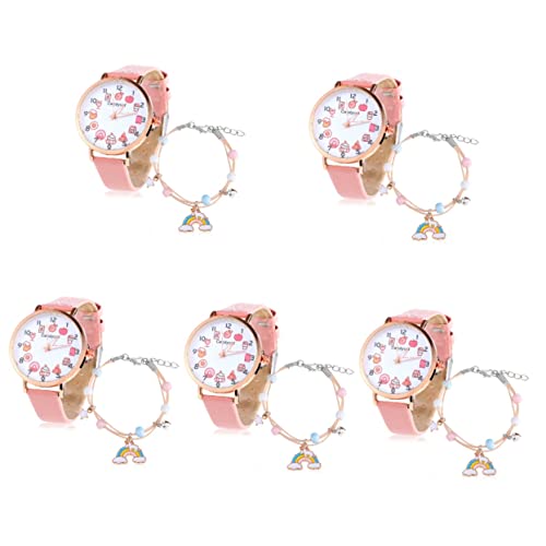 Mikikit 5st Uhr Mit Fruchtzifferblatt Geschenk Kinderuhren Cartoon-Uhr Für Mädchen Für Kinder Ansehen Zeituhren Cartoon-Uhren Zeitmaschinen Armband Karikatur Kleinkind Riemenmaterial Pu von Mikikit