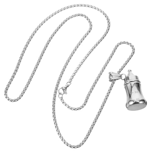 Mikikit Minimalist Parfümflasche Anhänger Halskette Unisex Modisches Schmuckstück mit Eckiger Perlenkette Vielseitig Tragbar als Pulloverkette und Edles Accessoire für Damen und Herren von Mikikit