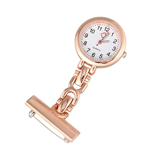 Mikikit Krankenschwester Taschenuhr Mit Anstecknadel-Clip Tragbare Medizinische Uhr Als Brosche Zum Aufhängen Für Ärzte Und Pflegekräfte Retro-Design Roségold von Mikikit