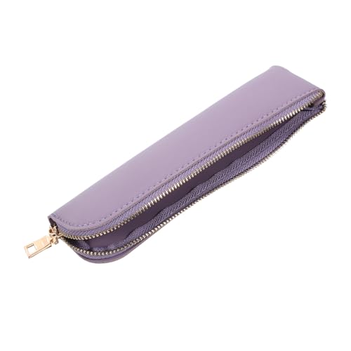 Mikikit Multifunktionales Federmäppchen PU Leder Klassischer und Stilvoller Bleistifthalter Aufbewahrungstasche mit Reißverschluss für Schreibwaren und Kosmetik von Mikikit