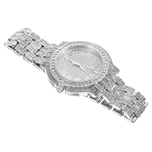 Mikikit Strass-digitaluhr Damenuhren Stylische Damenuhr Elegante Damenuhr Jubiläumsgeschenk Weibliche Armbanduhr Freizeituhr Armbanduhr Modisch Diamantuhr Gurt Beiläufig Fräulein Legierung von Mikikit