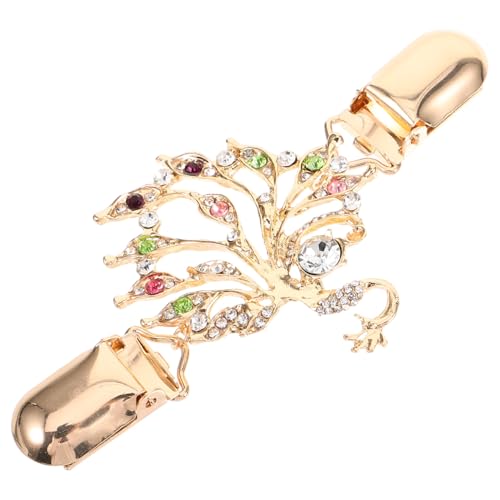 Mikikit Peacock Metall Strickjackenclip mit Strass Langlebiger Cardigan Clip für Damen und Herren Vielseitiger Schal und Pulloverhalter Leichter Robuster Verschluss für Hemden und von Mikikit