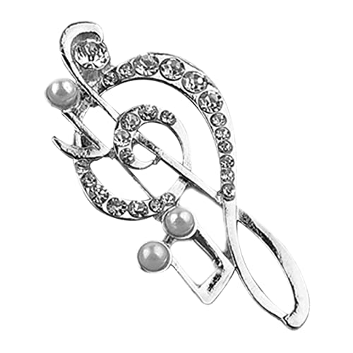 Mikikit Perlen Musiknote Brosche für Frauen Kleidung Anstecknadel für Schals Hüte Kleider Besondere Anlässe Tägliches von Mikikit