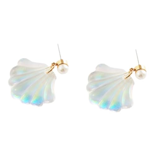 Mikikit Perlenohrringe Damen Ohrstecker Muschelform Eleganter Ohrschmuck mit Zartem Perlendetail Langlebige Legierung Leicht und Angenehm für Alltag Party Hochzeit und Urlaub von Mikikit