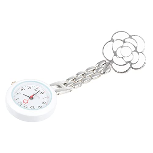 Mikikit Praktische Blumen-Clip-Uhr Für Krankenschwestern Einziehbare Taschenuhr Mit Silikonhülle Für Damen Und Medizinisches Fachpersonal Für Zu Feiertagen Und Anlässe von Mikikit