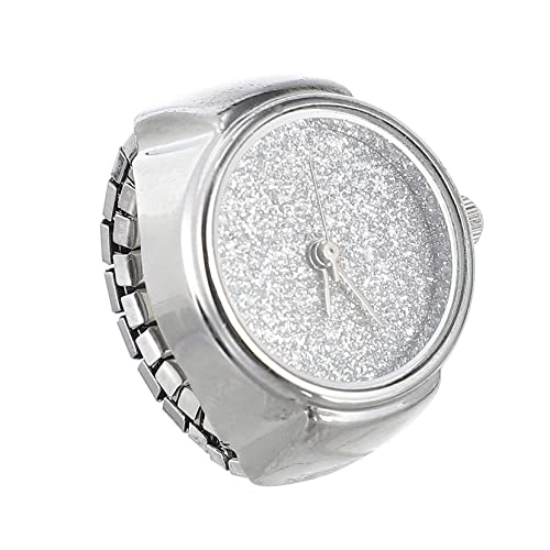 Mikikit Ringuhren Hochzeitsring Dekoration Mütter Uhr Mini Ring Weiblich Persönlichkeit Ostern Weihnachten Ringe Silber Für Vintage Geburtstag Valentinstag Fingerring von Mikikit