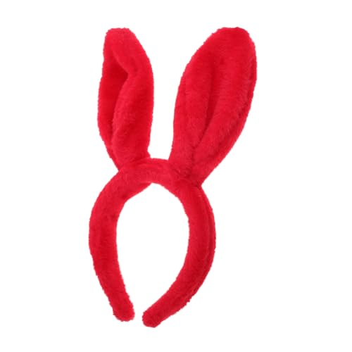 Mikikit Rote Hasenohren Haarband Flauschige Tierohren Für Erwachsene Und Junge Mädchen Köstliches Bunny Headband Für Ostern Partys Cosplay Und Festlichkeiten Bequemes Plüschzubehör von Mikikit