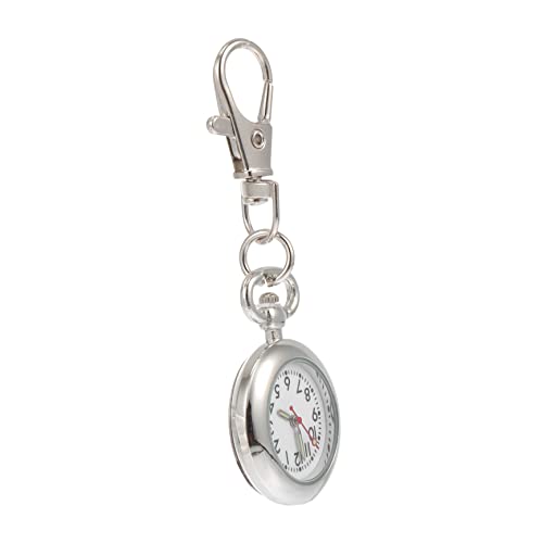 Mikikit Schlüsselanhänger Uhr Taschenuhr Hängeuhr für Krankenschwestern Studenten Frauen Männer Silber Legierung Vintage Design mit Großem Zifferblatt von Mikikit
