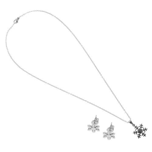 Mikikit Schneeflocken Schmuckset Damen Weihnachtskette und Ohrringe als Pulloverkette Vielseitig Tragbar Festlicher Schmuck für Winterfeiern Geschenkidee von Mikikit