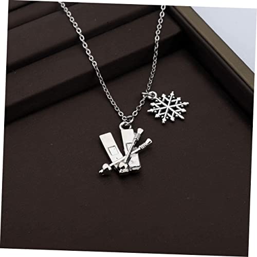 Mikikit Schneeflocken Snowboard Halskette Leichtes Legierungs Modischer Schlüsselbeinanhänger für Frauen und Wintermode von Mikikit