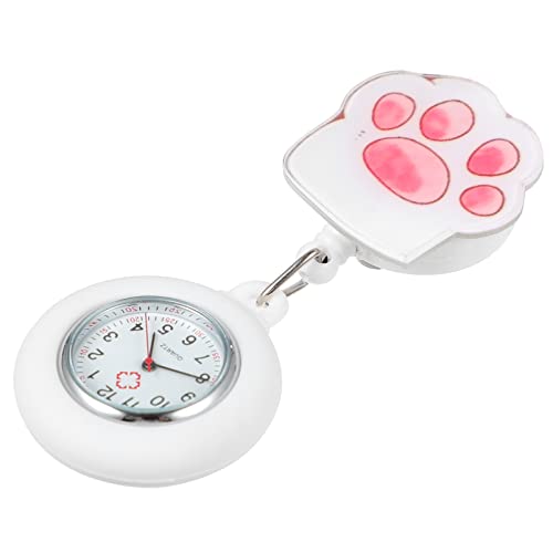 Mikikit Geschenk Für Frauen Taschenuhr Tragbare Uhr Doktor Brosche Fob Uhr Stethoskop-Abzeichen-Uhr Badge Accessories Kitteluhr Uhr Nurses Watch Fräulein Quarz Weiß Zubehör Hängend von Mikikit