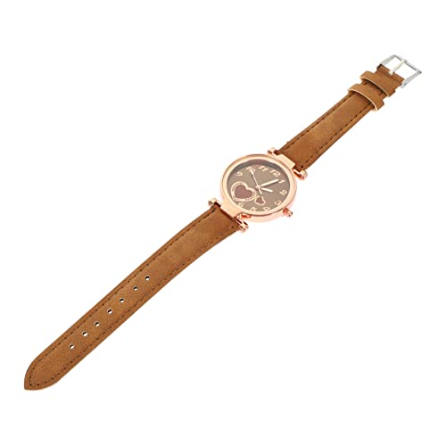 Mikikit Anschauen Damenuhr in Herzform Teenager-mädchen Beobachten Damenuhr Roségold Damen Armbanduhr Mädchen Armbanduhr Roségoldene Herzuhr Fräulein Kunstleder Geschenk Unternehmen von Mikikit