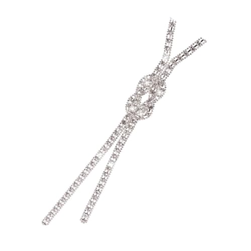 Mikikit Silberne Lange Clavicle Halskette mit Strassanhänger Eleganter Winter Choker Pulloverkette für Damen Vielseitiges Schmuckstück zur Festlichen und Alltäglichen Kombination von Mikikit