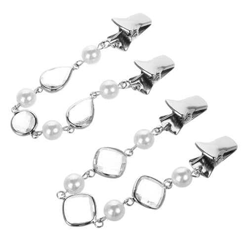 Mikikit Strickjacken Clips Teilig mit Quadratischen und Tropfenförmigen Kristallen Vielseitige Cardigan Kettenbroschen für Damen Taillenklemme mit Peep Design und Luxuriösem Glitzereffekt von Mikikit