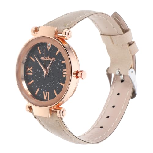 Mikikit Sternenhimmel Leuchtende Uhr Armbanduhr Für Damen Damenuhren Damenarmbanduhren Kompakte Armbanduhr Kleine Armbanduhr Weibliche Accessoires Empfindlich Fräulein Pu Lederriemen von Mikikit