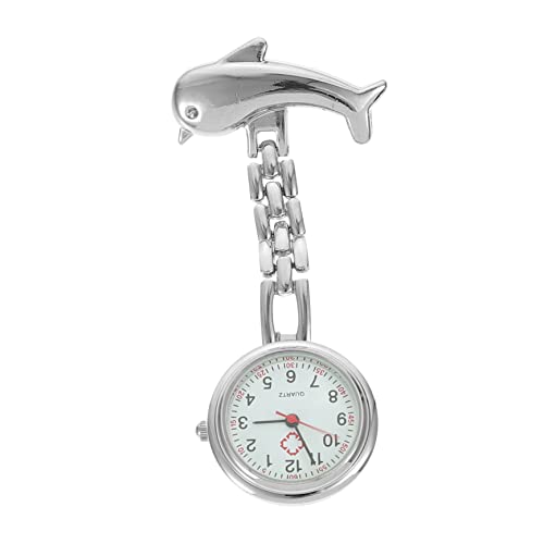 Mikikit Krankenschwesteruhr Taschenuhr Delfin Brosche Hängeuhr Steampunk Silber Für Ärzte Und Pflegepersonal von Mikikit