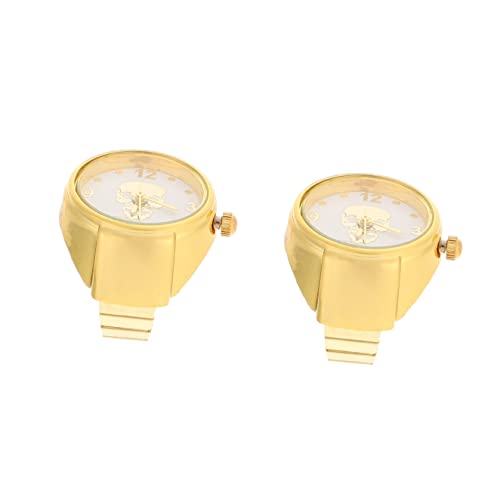 Mikikit Taschenuhr 2Pcs Mit Legierung Menschen Weihnachten Mütter Zubehör Elastisch Party Zifferblatt Dehnbar Mädchen Muster Widerstandsfähig Tragbar Digital Glitzernd Ringuhren von Mikikit