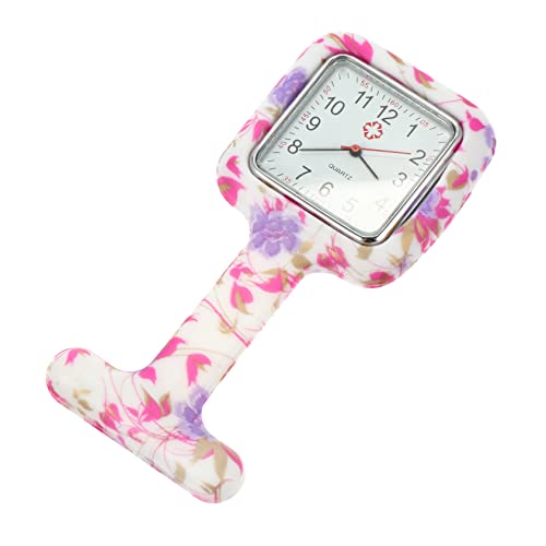 Mikikit Taschenuhr Arzt Clip-on-Uhr Schwesternuhr Pupillenleuchte Ansteckuhr Aus Zweiter Hand Pflegeuhr Anstecknadel Kieselgel Weiß Leuchtende Uhr Revers von Mikikit
