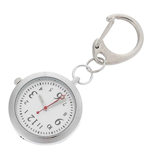 Mikikit Taschenuhr Nachtleuchtende Clip Uhr aus Edelstahl Schlüsselanhänger Einziehbare Quarzuhr für Arzt Krankenschwester Medizinisches Personal zum Aufhängen an Kragen oder Tasche von Mikikit