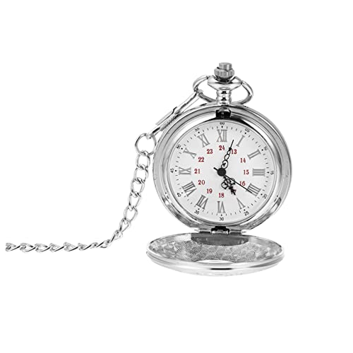 Mikikit Taschenuhr Mit Römischen Ziffern Für Herren Steampunk-Stil Retro-uhrenkette Leichte Halskettenuhr Weihnachten Geburtstag Vatertag von Mikikit