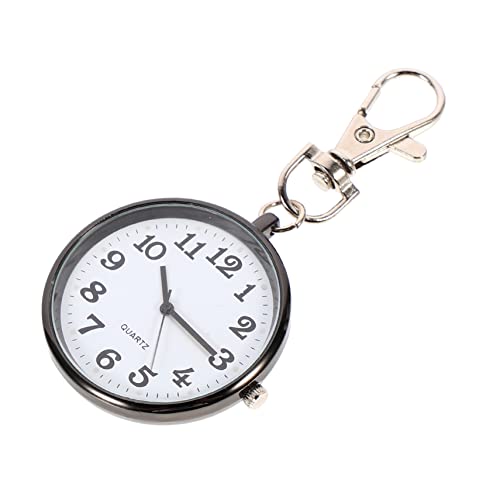 Mikikit Taschenuhr Großes Zifferblatt Quarz Zinklegierung Schlüsselanhänger Drehbare Uhr mit Schlüsselschnalle für Krankenschwestern Ärzte Studenten Männer Frauen Kettenuhr von Mikikit