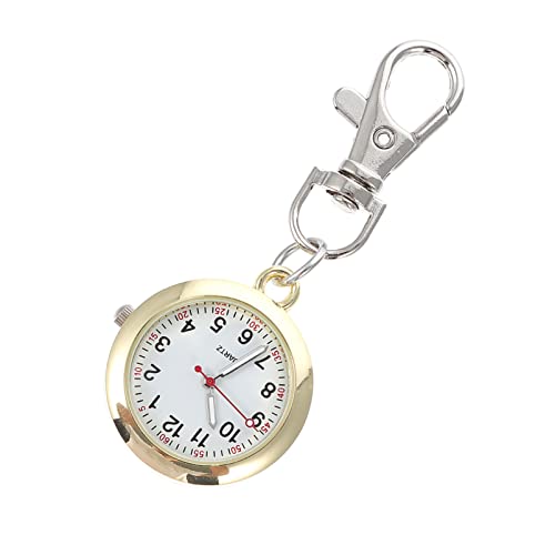 Mikikit Taschenuhren- Quarzfrauen Mädchen Tragbare Uhr für Keychain Taschenabzeichen Uhren für Arztpfahl Bequeme Clipuhr- Goldene von Mikikit