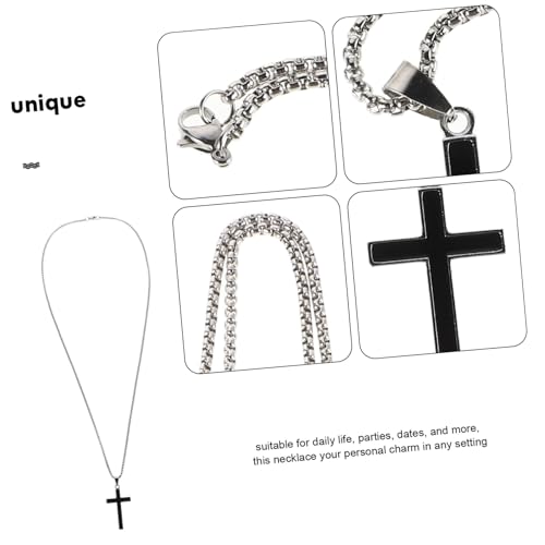 Mikikit Titanstahl Kreuzkette mit Großem Kreuzanhänger Unisex Strickketten Langlebiges Schmuckstück für Alltag Party und Romantische Anlässe von Mikikit