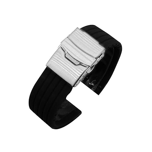 Mikikit Schwarzes Armband Uhrenarmbänder Silikonarmbänder Silikonarmband 22mm Uhrenarmband 22mm Silikon-uhrenarmband Uhrenarmband Tauschen Ersetzen von Mikikit