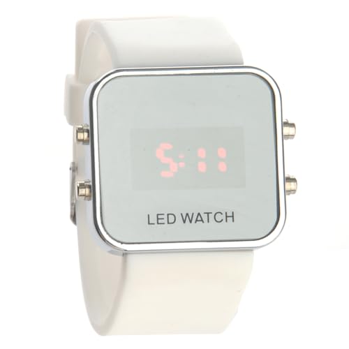 Mikikit Modische Quadratische Spiegel-Gesicht Unisex Rote Led Digitaluhr Mit Datum Und Silikonarmband (Weiß) - Armbanduhr FüR Damen Und Herren Mikikit Modische Quadratische Spiegel-Gesicht Unisex Rote Led Digitaluhr Mit Datum Und Silikonarmband (Weiß) - Armbanduhr FüR Damen Und Herren von Mikikit