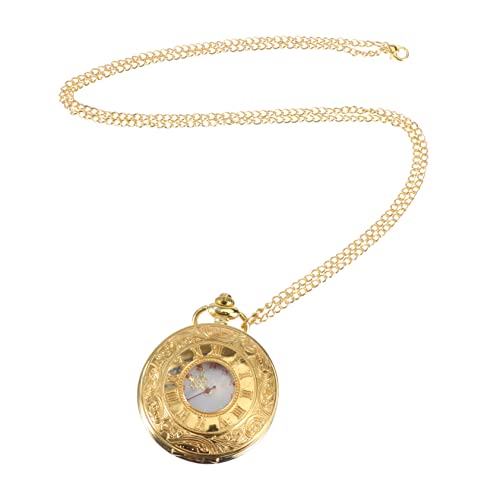 Mikikit Retro Taschenuhr Kette Vintage Runde Quarz Uhr Mit Anhänger Elegante Goldene Taschenuhr Für Herren Und Damen Für Alltag Shopping Und Partys von Mikikit